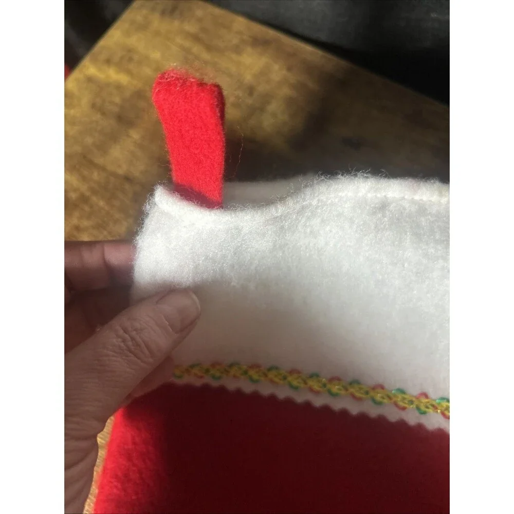 Vintage Red Felt Christmas Stocking Merry Christmas Spell Out in White 18